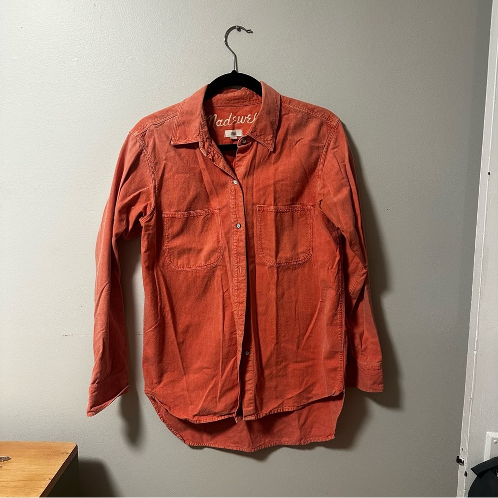 Orange Coral Madewell Button Up - Size Small